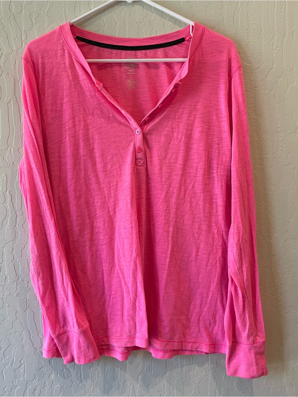 SO Women's Hot Pink Long Sleeve Henley